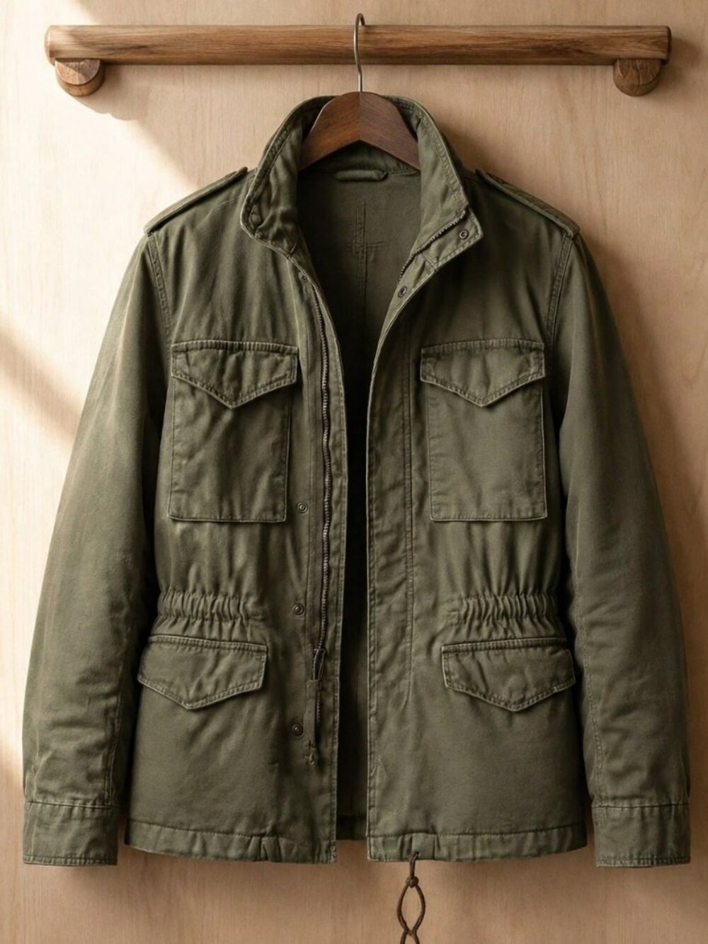 Army Green Glamorous Men's Oversized Button Front military Jacket - Picture 5 of 6